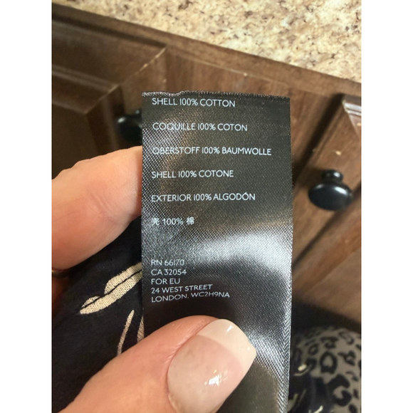 Women's Maeve by Anthropologie Navy Beige Leaf Print Blouse S - Picture 5 of 9